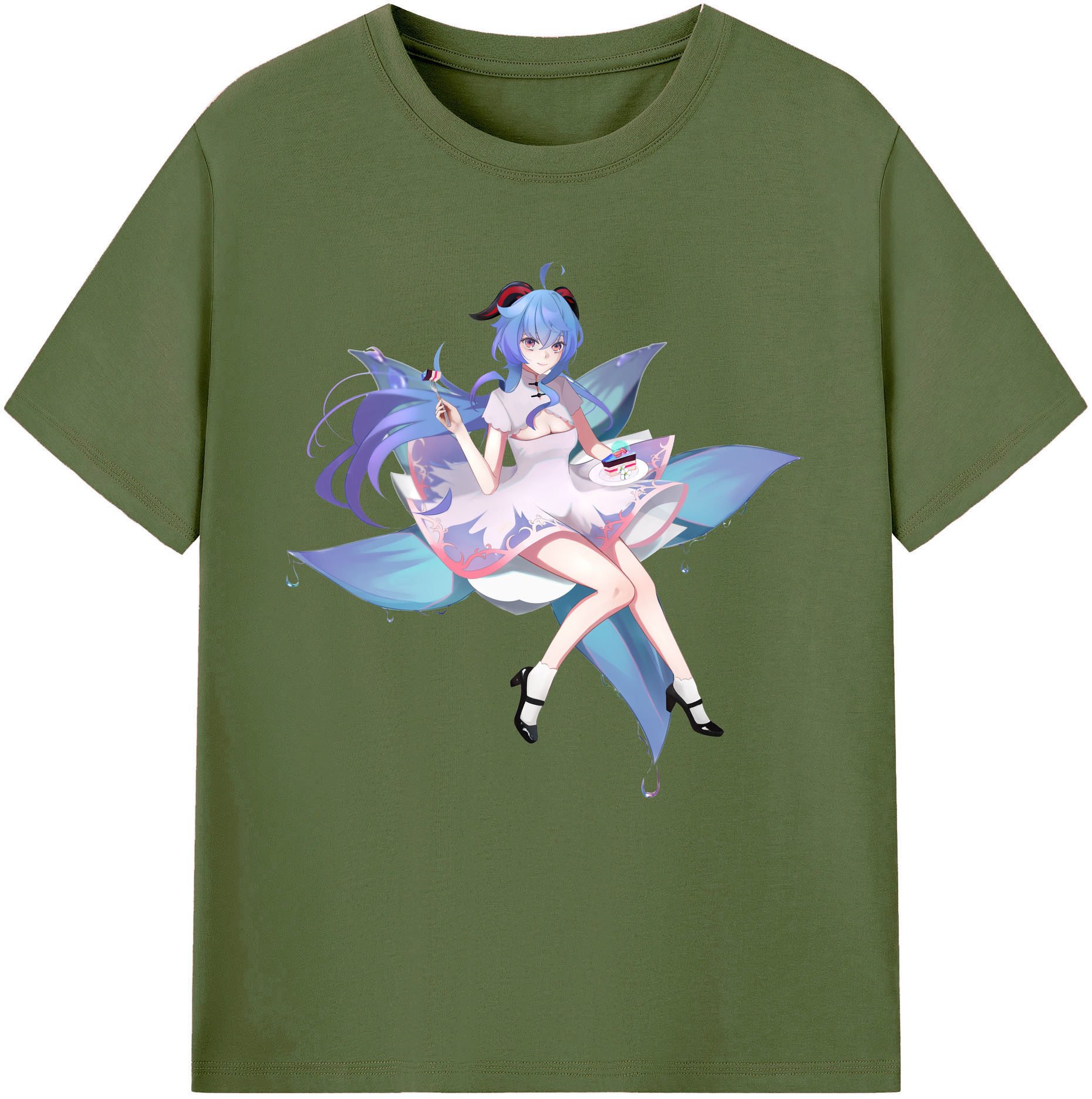 げんし神 甘雨 かんう genshin Ganyu 綿100％半袖Tシャツ（フロントプリント）